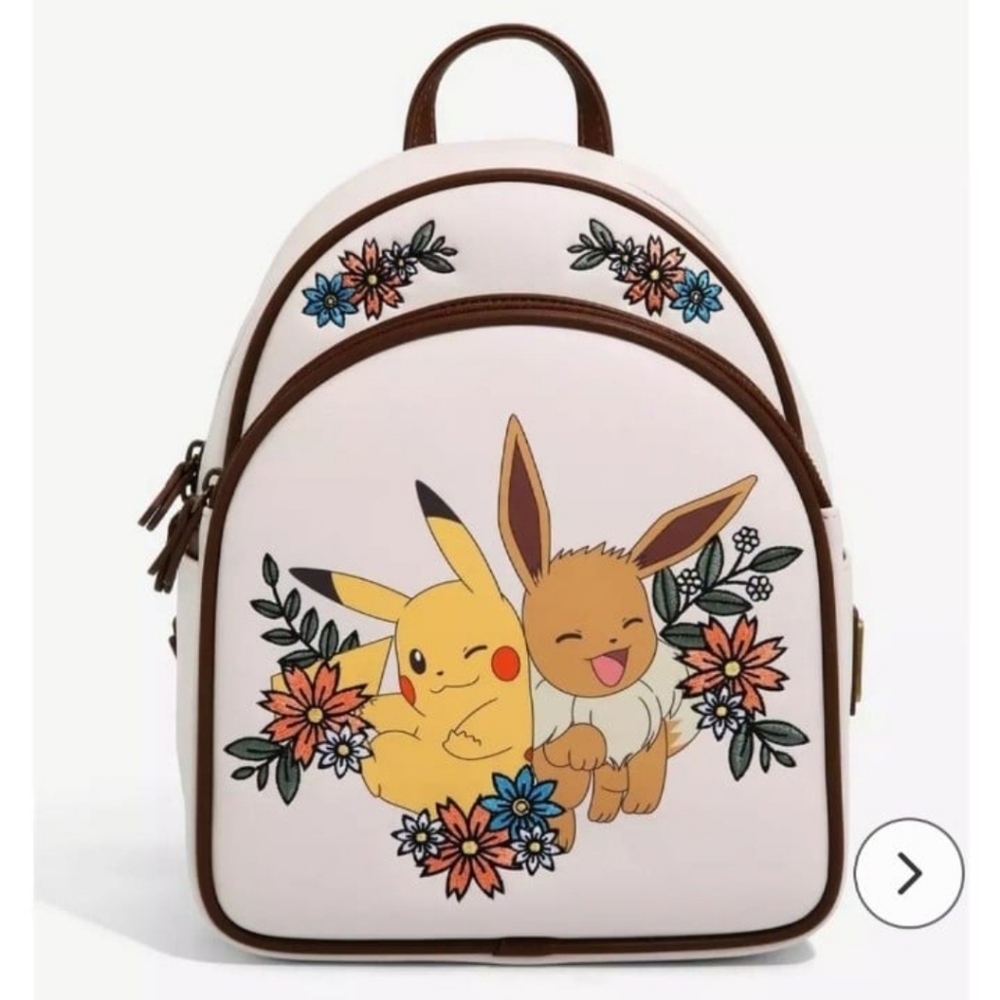 Loungefly Pikachu and Eevee Floral Mini Backpack